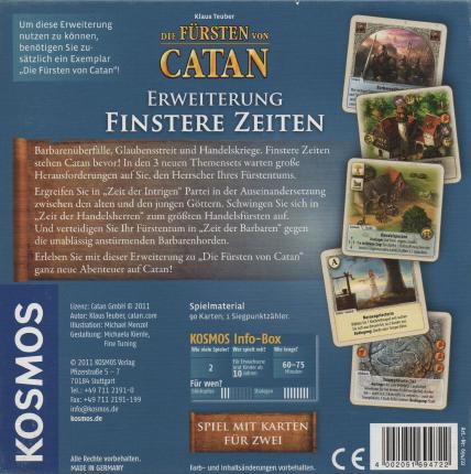 Die Fürsten von Catan &ndash; Finstere Zeiten Rückseite