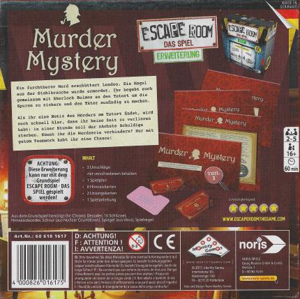 Escape Room &ndash; Murder Mystery Rückseite