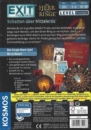 EXIT &ndash; Schatten über Mittelerde (Herr der Ringe) Rückseite
