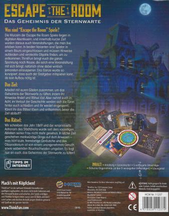 Escape the room &ndash; Das Geheimnis der Sternwarte Rückseite