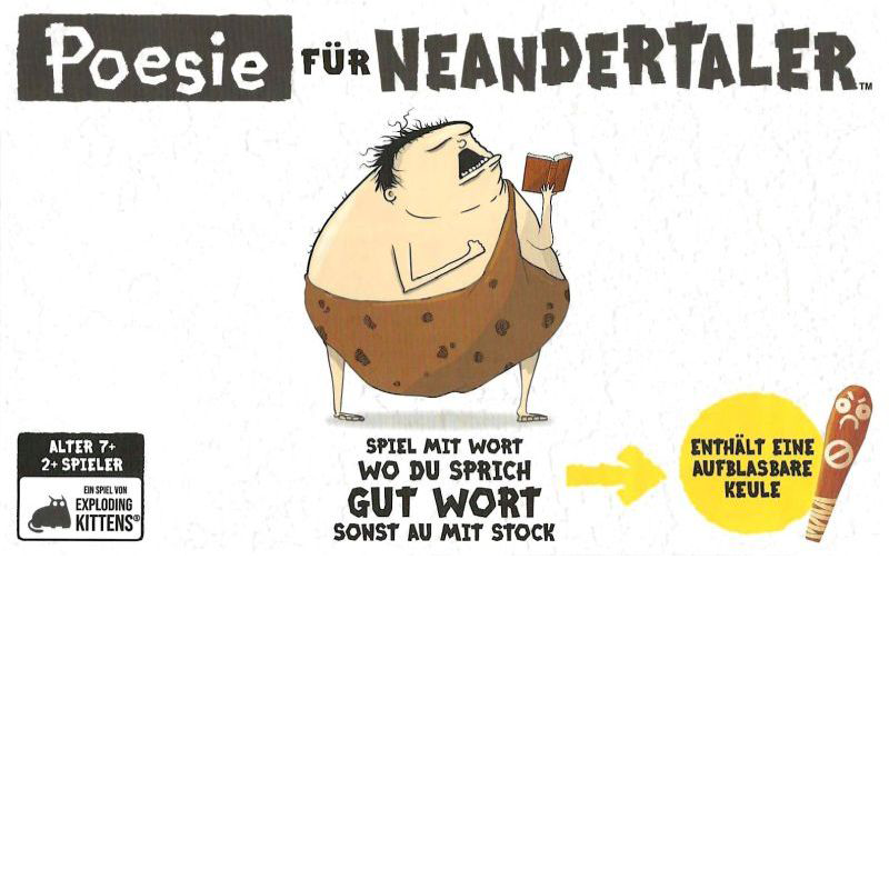 Poesie für Neandertaler Cover des Brettspiels 'Poesie für Neandertaler'