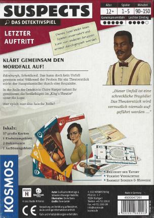 Suspects &ndash; Letzter Auftritt Rückseite